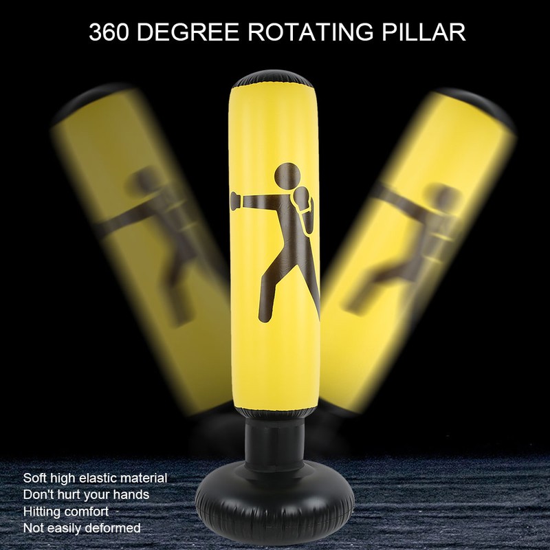 Inflatable Boxing Column Adults Fitness Decompression Sandbag Punching Bag ThickenYellow