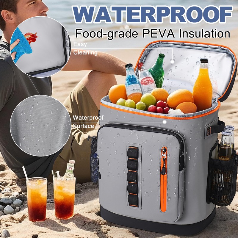 SUNUP 35 Cans Waterproof Cooler Backpack, Soft Insulated Leak Proof