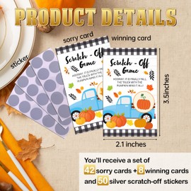 Thanksgiving Scratch Off Cards, Fun Thanksgiving Party Games, Pumpkin Scratch Cards For Prizes, Fall Harvest Party Congrats Raffle Tickets, Fall Lucky Draw Game For Adults, 50 Pack(13)