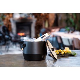 Leopold Vienna Small Black Double-Walled Ice Container 1 Litre with Tongs - Insulating Bucket Keeps Ice Optimally Cooler, 149 x 205 x 180 mm, Black