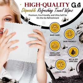 G4GADGET Luxury Disposable Refreshing Towel Wipes 6 Pack - Oud Scent | 25cm x 25cm Individually Wrapped Wet Towels for Hands & Face | Hot & Cold Use | Ideal for Travel, Restaurants, Hotels