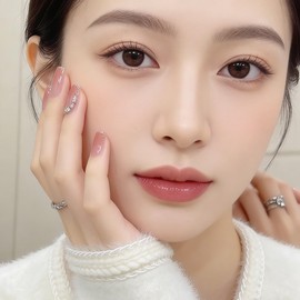 Domiya Z567 Nail Tips, 24 Pieces, Short, Summer, Popular, Japanese Style, Cute, Simple, Stylish, Coming-of-Age Ceremonies, School Entrance Ceremonies, Graduation Ceremonies, Weddings, Parties, Brides