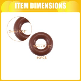 INFINAUTO O Ring Seal Gasket, 3mm ID x 2mm CS for Cars Trucks SUVs Trailers Orings Seal Washer Replacement Automotive Faucet Repair Brown, 50 Pcs