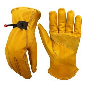 Nuo Wen (1 Pair) Leather Gardening Gloves for Men/Women | Thorn and Cut Proof Garden Work Gloves (Yellow, Extra Large)