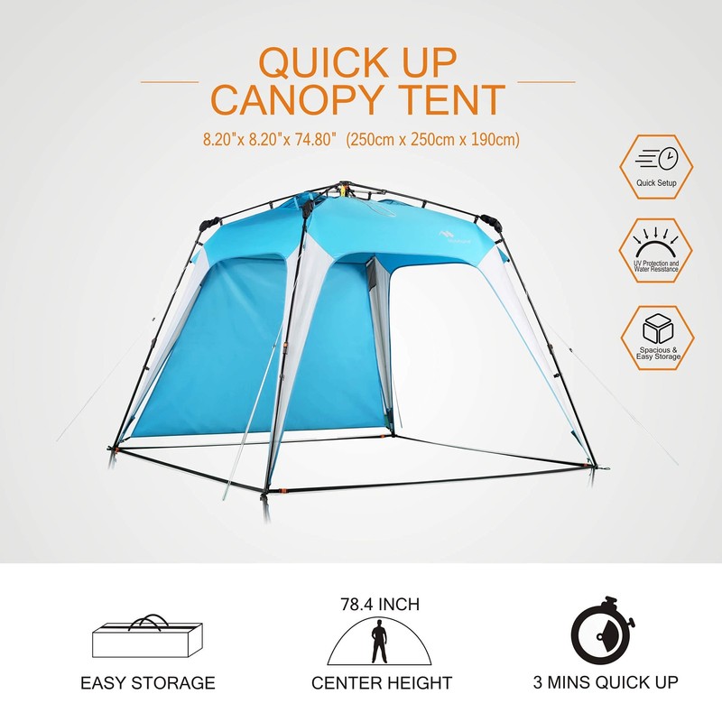 8.2'x8.2' Pop Up Canopy, 2023 Upgraded Outdoor Canopy, Portable Instant