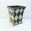 7" Hand Painted Wastebasket Bin Container/Orchid Planter- Black and White