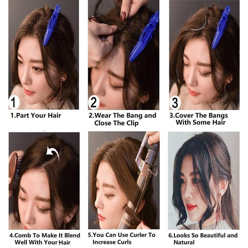 2 Pieces Wave Side Bang 100% Real Hair Clip-In Pony
