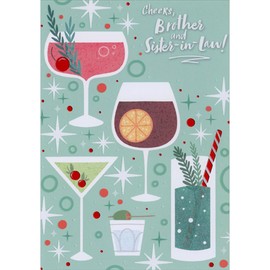 Designer Greetings Retro Holiday Mixed Drinks Christmas Card for Brother and Sister-in-Law