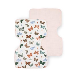 Little Unicorn Ultra-Absorbent Premium Burp Cloth 2 Pack | Soft on Baby's Skin | Larger Size | Ergonomic Design | Set of 2 (Butterflies)