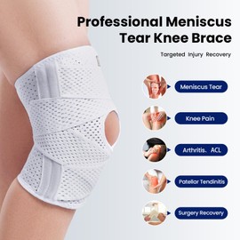 Knee Brace for Meniscus Tear, Knee Pain,ACL, Adjustable Breathable Knee Support with Side Stabilizers for Knee Pain Arthritis Recovery Joint Support, Women and Men,Medium