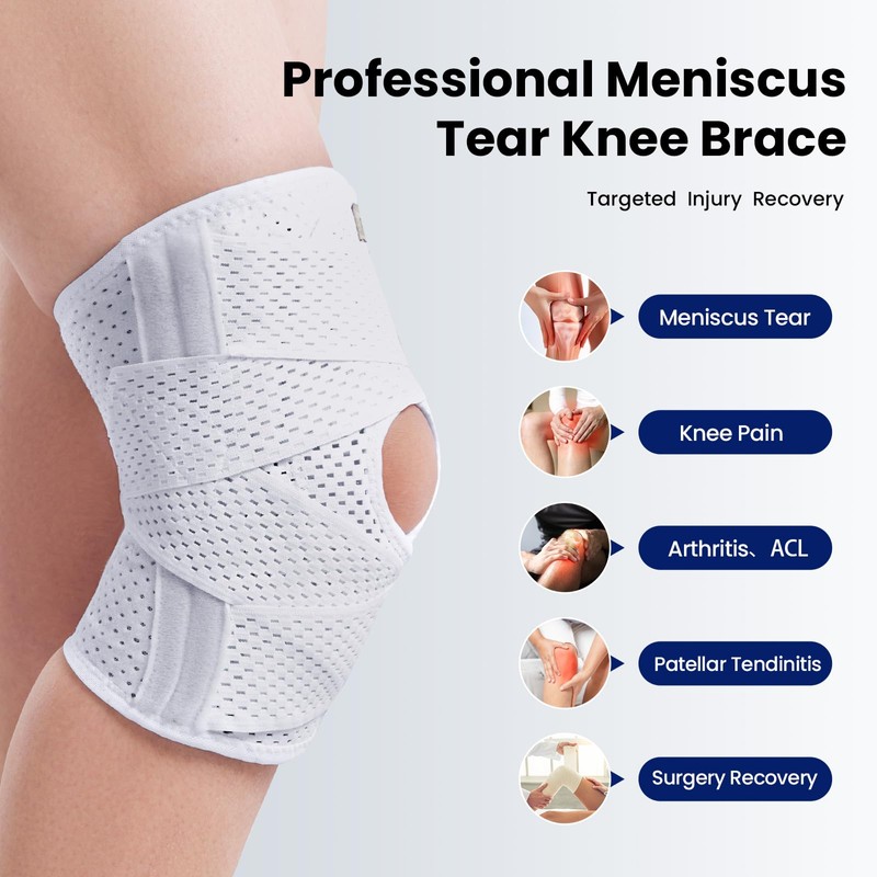 Knee Brace for Meniscus Tear, Knee Pain,ACL, Adjustable Breathable Knee
