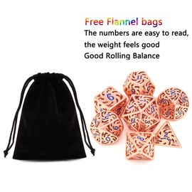 DND Metal Dice Set 7pcs Dungeon Dragon Dice, Punk Style RPG Games Math Teaching DND Dice, Metal dice Set d&d