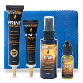 MusicNomad 5 pc. Guitar Clean, Polish, Oil, Lube Care Kit for Guitar Body, Fret, Fretboard, Neck, Strings