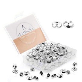 BEADNOVA Earring Posts Stainless Steel Earring Studs for Jewelry Making Butterfly Earring Backs Safety Backs for Earrings (120 pcs)