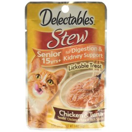 Hartz Delectables Stew Lickable Treat for Senior Cats Chicken Tuna (Pack of 4)