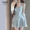 Women's Stylish Short-Sleeve One-Piece Swim Dress with Tummy Control - Plus Size R126 S/Pink 2ea