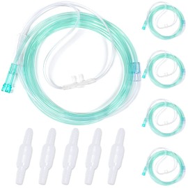 10 PCS Nasal Cannula Tubing, Includes 5PCS 6.5Ft Nasal Cannula tubing for Adult & 5PCS Oxygen Tubing Swivel Connector, Soft-Touch & Kink-Resistant, Great-Value Supplies by Medihealer.