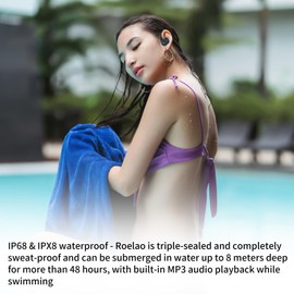 Swimming Headphones-Bone Conduction Headphones, IP68 Waterproof Built-in MP3 Player 32G Memory, Underwater Swimming Headphone, Wireless Open Earphones Bluetooth 5.3, for Running, Cycling (Black)