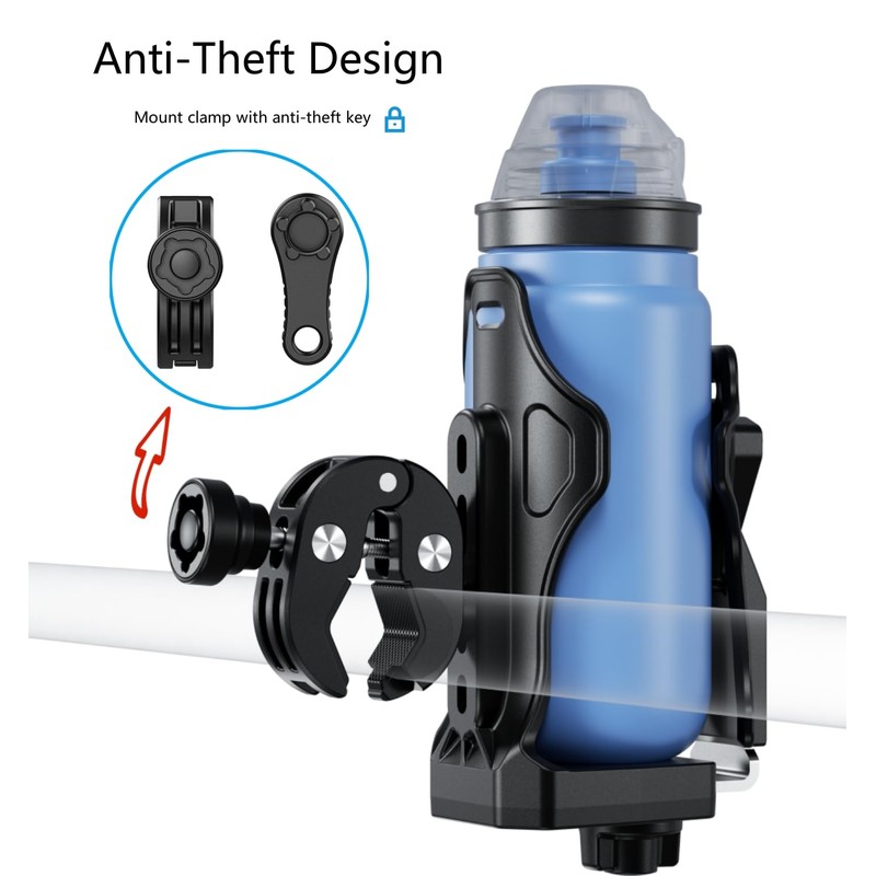 Kewig Anti-Theft Motorcycle Cup Holder, Extra Large Adjustable Size Bike