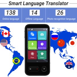 Language Translator Device,138 Language Portable Instant Two-Way Language Translator Support SIM/WiFi/Images/Recording/Traffic Recharge Smart Tranlator Device