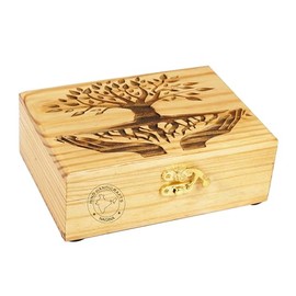 Handmade Wooden Urn Engraving Hand Carved Jewellery Box for Men and Women Jewel Decorative Boxes Storage & Organiser (Praying Hand Tree)