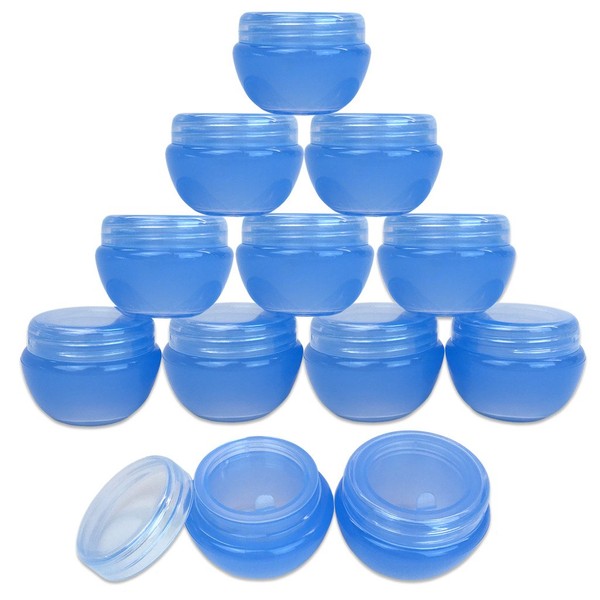 Beauticom® 12 Pieces 10G/10ML Blue Frosted Container Jars with Inner