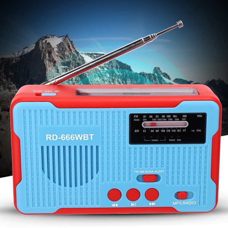 RD-666WBT Portable Solar Powered Emergency Hand Crank AM FM Radio