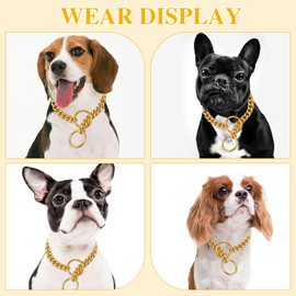 P Chain Collar, 10MM Wide, 18K Gold Plated Cuban Link, Strong, Heavy Duty, Chew Proof for Small to Big Dogs (45cm)