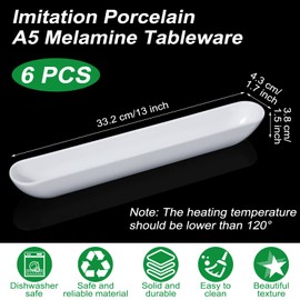 Rtteri 6 Pcs Olive Tray 13'' White Olive Plate Long Narrow Serving Dishes for Entertaining Imitation Porcelain Cracker Tray Boat Cracker Holder, Dishwasher Safe for Charcuterie Board Cheese Appetizers