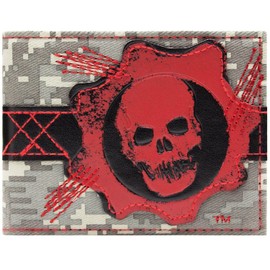 Gears Of War Crimson Omen Skull Cog Wallet Bi-fold Id & Card Holder, Grey