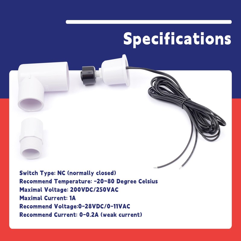 Dusledel 4 Pack SS2 L Shape Water Float Switch AC