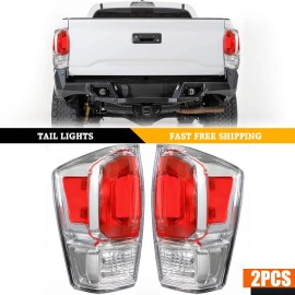 Mayello Chrome Clear Pair Tail Lights For 2016-2023 Toyota Tacoma Brake Rear Lamps LH RH