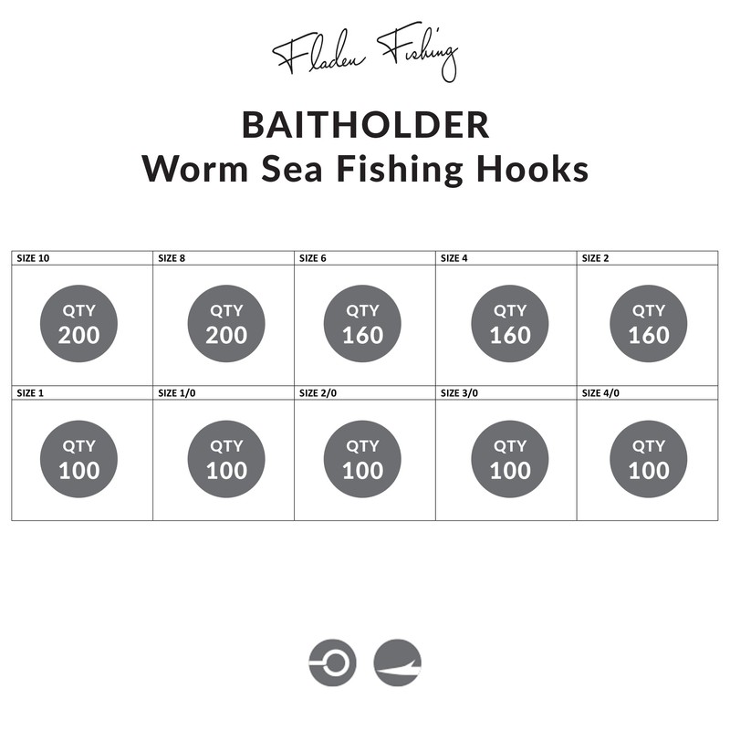 FLADEN - Baitholder Worm Sea Fishing Hooks Bulk Packs Barbed