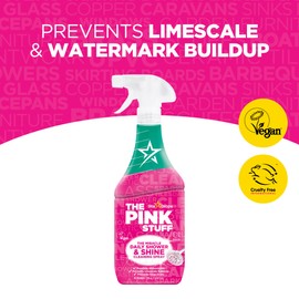 The Pink Stuff Miracle Daily Shower & Shine Spray – 30oz Bathroom Cleaner for Glass, Tile, Mirrors & Chrome – Prevents Soap Scum & Watermarks – No Rinse Spray & Leave Formula