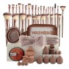 Pinceles Y Herramientas De Maquillaje Profesionales 56 Pcs Marrón