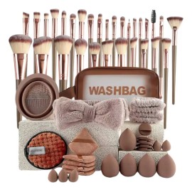 Pinceles Y Herramientas De Maquillaje Profesionales 56 Pcs Marrón