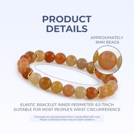 Red Aventurine 8mm Beaded Bracelet - Release Natural Healing Crystal Stretch Bracelet for Women and Men - Handmade Semi-Precious Gemstone with Positive Energy