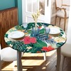 Eiuflka Round Fitted Tablecloth with Elastic Tropical Palm Leaves Outdoor