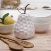 Elements Textured Ceramic Pear Figurine, White, 4.8x4.8x7.8 Inch