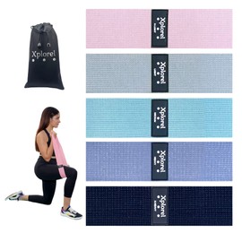 Xplorel Resistance Bands w/Carrying Bag, Workout Book & Fitness Planner for Working Out - Heavy Duty Strength Training Bands Set w/ 5 Resistance Levels - Stretch Bands for Physical Therapy Pastel