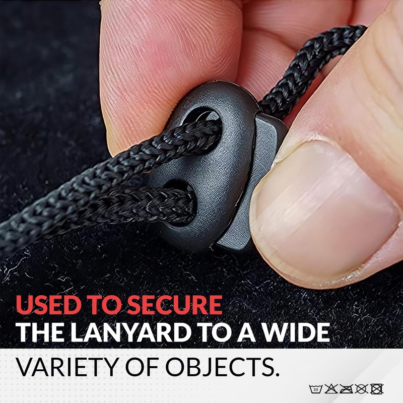 DOJA Barcelona Cord Locks, Black, 25 mm, Plastic Cord Closures,