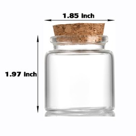 EWEIGEER 4 pcs 60ml Small Glass Bottles with Cork Stopper,Decorative Bottle,Vials Jars,Cute Storage Jar,Wishing Bottle 47x50mm(1.85x1.97inch)