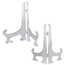 Super Z Outlet 8.5" Clear Plastic Easels or Stand/Plate Holders to Display Pictures, Placecards, or Other Items at Weddings, Home Decoration, Birthdays, Tables (24)