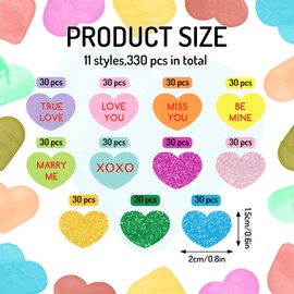 Whaline Whaline 330Pcs Valentine's Day Heart Confetti Hearts Conversation Confetti Colorful Glitter Mixed Paper Confetti Table Confetti Decorations For Wedding Anniversary Baby Shower Birthday