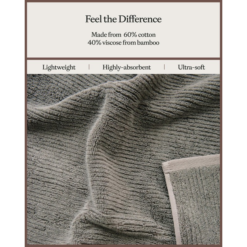 Cozy Earth Ribbed Washcloth Set - 60% Cotton 40% Viscose