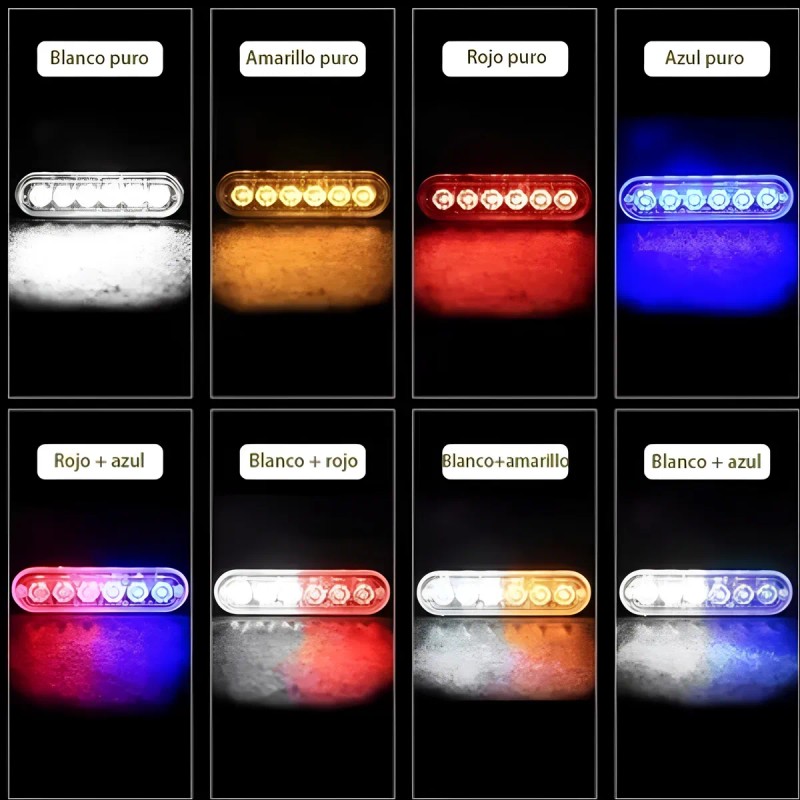 Par Barra Lateral Faro Led Estrobo Patrulla Auto Moto