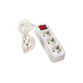 5m 3G Cable 1.5mm² White 3 Way Power Strip with Switch - Connects Multiple Devices and Controls Their Power On