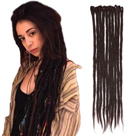20 Inch Handmade Dreadlocks Hair Extensions Single Ended Crochet Synthetic Hair Jamaica Punk Hip-Hop Reggae Hair Braiding Wigs Faux Locs for Fashion Men Women Teens 15pcs - Dark Brown