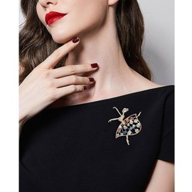 Wendalern Ballet Dancer Brooch Pin Sparkly Rhinestone Dancing Girl Safety Pin Brooch Elegant Crystal Ballerina Brooch Clothing Decor Pin Corsage Badges Accessories Jewelry for Women and Girls