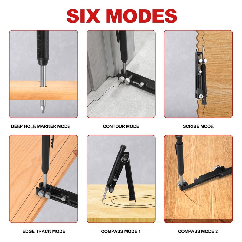 LATTHANT Multi-function Scribe Tool, Aluminium Alloy Scribing Tool with Carpenter